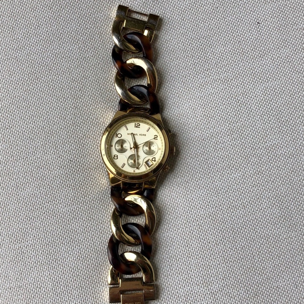 Michael Kors Braided gold & tortoiseshell watch🕰